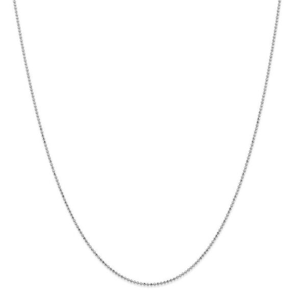 1.2mm, 14k White Gold, Diamond Cut Hollow Bead Chain Necklace, 16 Inch - Picture 3 of 8